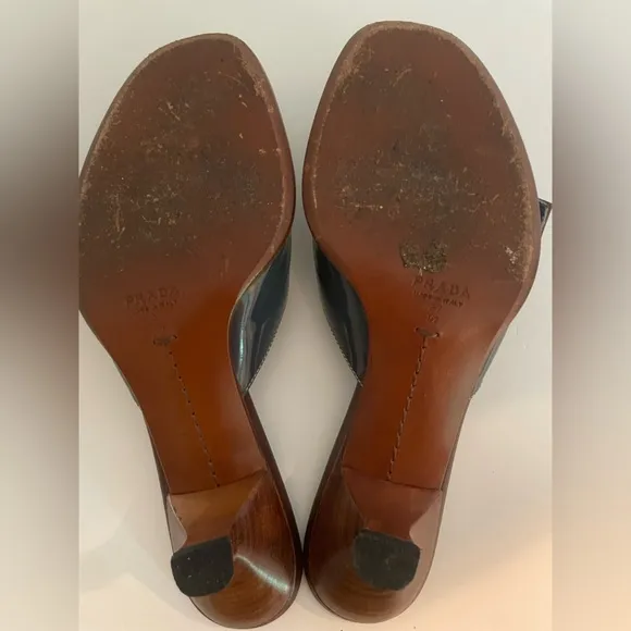 Prada Calzature Donna Women's Brown and Blue Heeled Sandals Size 7.5