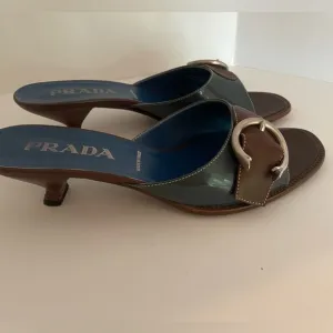 Prada Calzature Donna Women's Brown and Blue Heeled Sandals Size 7.5