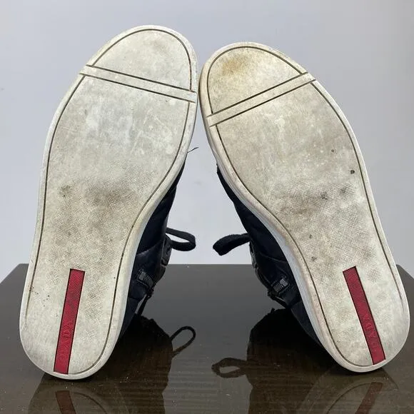 Prada Leather High Top Sneakers Trainers Shoes Men's 10