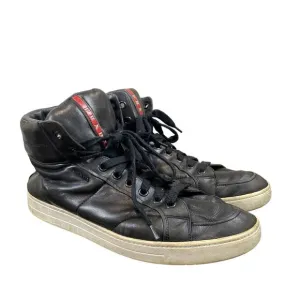 Prada Leather High Top Sneakers Trainers Shoes Men's 10