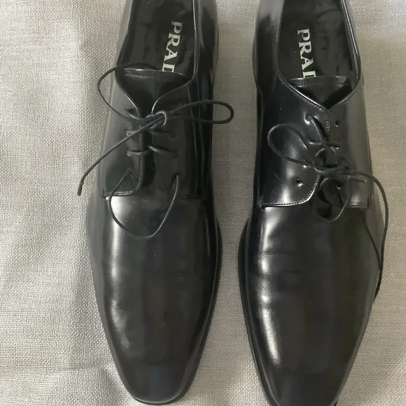 Prada Men's Black Leather Dress Shoes