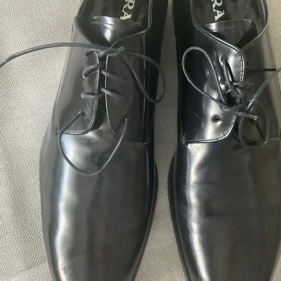 Prada Men's Black Leather Dress Shoes