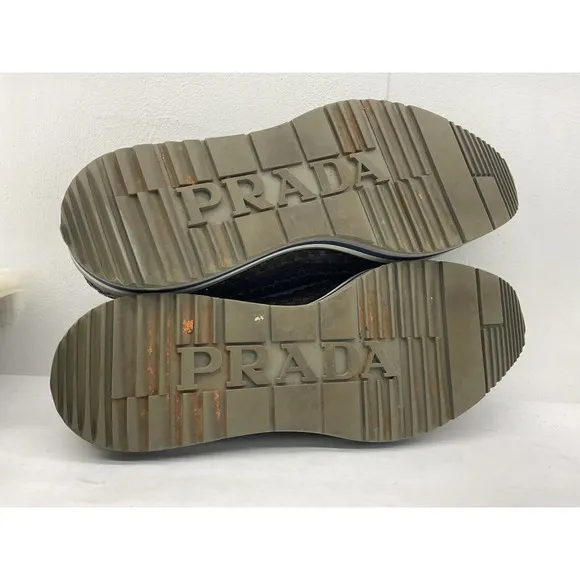 Prada Men's Brown Leather Braided Design Round Toe Derby Dress Shoes - Size 12