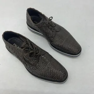 Prada Men's Brown Leather Braided Design Round Toe Derby Dress Shoes - Size 12