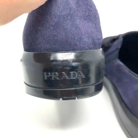 Prada Purple Suede Bow Top Slip On Sneakers Size 37