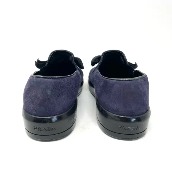Prada Purple Suede Bow Top Slip On Sneakers Size 37
