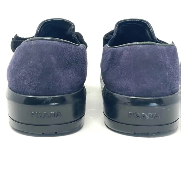 Prada Purple Suede Bow Top Slip On Sneakers Size 37