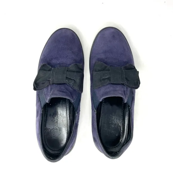 Prada Purple Suede Bow Top Slip On Sneakers Size 37