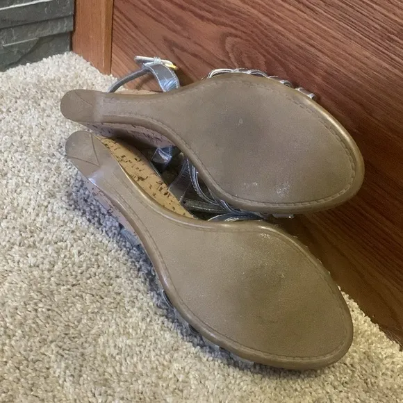 Prada Silver Wedge Sandals for Women 39.5 (9 1/2)