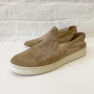 Prada || Suede Slip On Sneakers Tan Beige 38.5