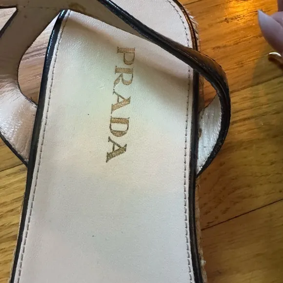 Prada Women’s Patent Leather Espadrille Platform Sandals Size 8
