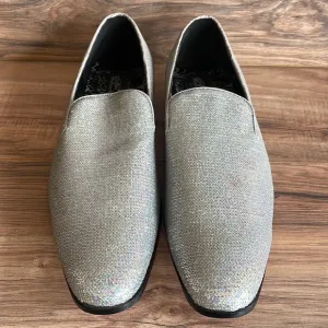 Pre-owned After Midnight silver sequined Mens dress shoes