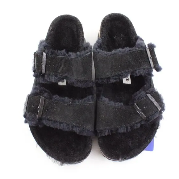 Pre-Owned Birkenstock Arizona Shearling Lined Sandals in Black EU 42