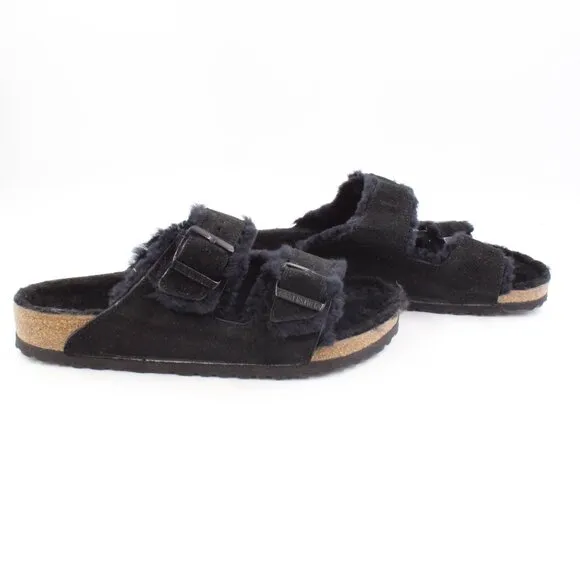 Pre-Owned Birkenstock Arizona Shearling Lined Sandals in Black EU 42