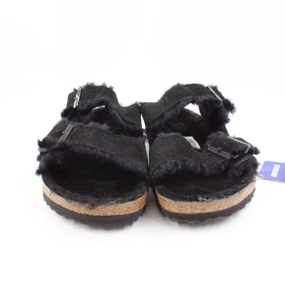 Pre-Owned Birkenstock Arizona Shearling Lined Sandals in Black EU 42