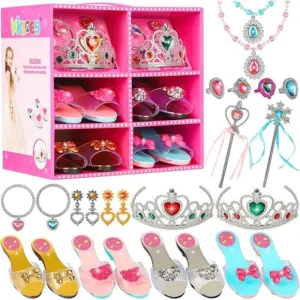 Princess Jewelry Boutique Dress Up &amp; Elegant Shoe(4 Pairs of Girls Heels Shoes)
