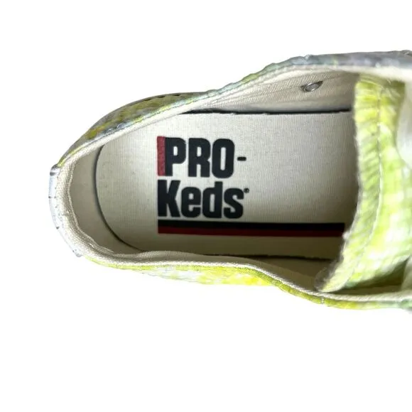 PRO-Keds Men Sneakers Yellow Canvas Neon Green Seersucker Tie-Dye Low-Top Sz 6.5
