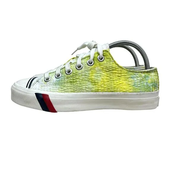 PRO-Keds Men Sneakers Yellow Canvas Neon Green Seersucker Tie-Dye Low-Top Sz 6.5