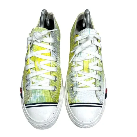 PRO-Keds Men Sneakers Yellow Canvas Neon Green Seersucker Tie-Dye Low-Top Sz 6.5