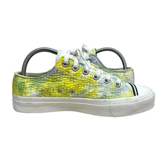 PRO-Keds Men Sneakers Yellow Canvas Neon Green Seersucker Tie-Dye Low-Top Sz 6.5