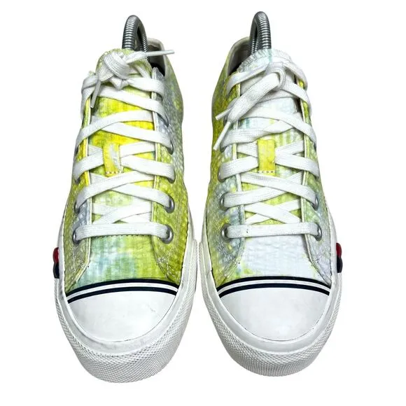 PRO-Keds Men Sneakers Yellow Canvas Neon Green Seersucker Tie-Dye Low-Top Sz 6.5