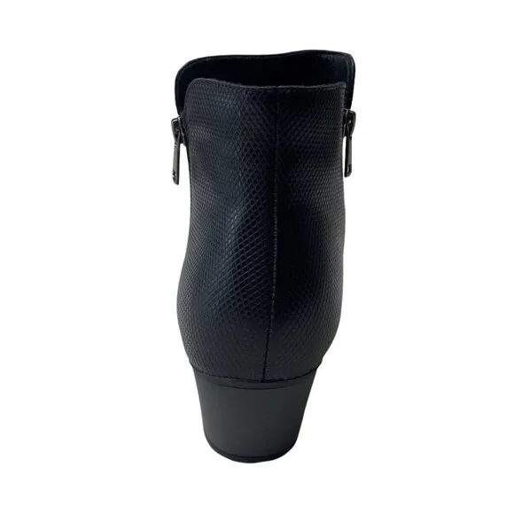 Propet Tobey Ankle Bootie Shoes Women's 10 Black Leather Block-Heel Zipper NEW