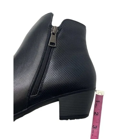 Propet Tobey Ankle Bootie Shoes Women's 10 Black Leather Block-Heel Zipper NEW