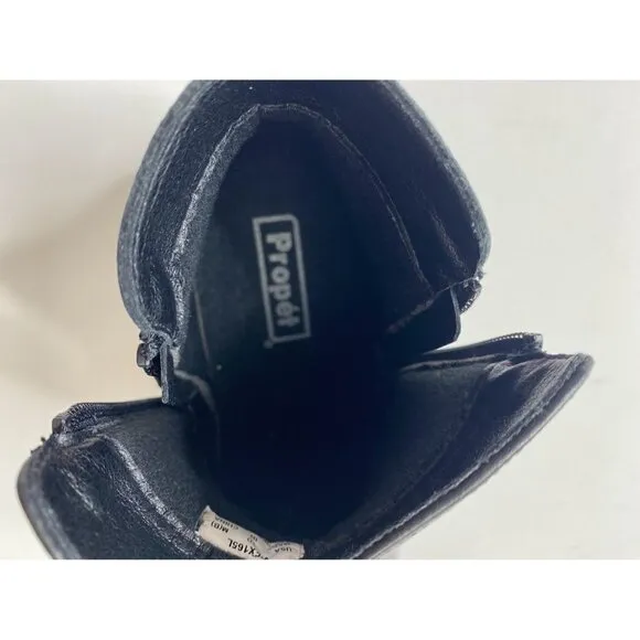 Propet Tobey Ankle Bootie Shoes Women's 10 Black Leather Block-Heel Zipper NEW