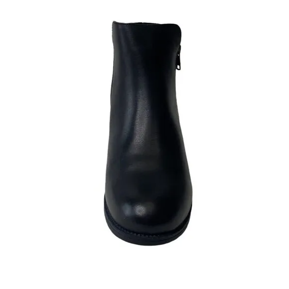 Propet Tobey Ankle Bootie Shoes Women's 10 Black Leather Block-Heel Zipper NEW