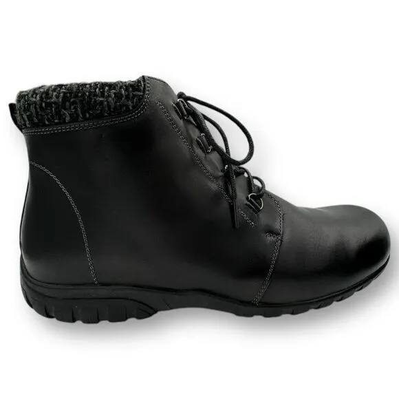 Propet Womens Delaney Zip Lace Up Leather Ankle Boots Black Size 11