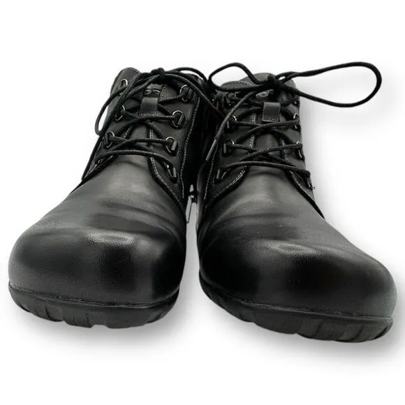 Propet Womens Delaney Zip Lace Up Leather Ankle Boots Black Size 11