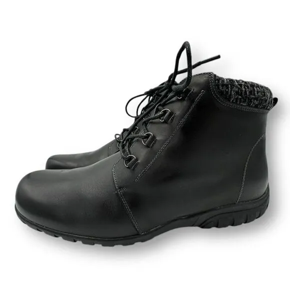 Propet Womens Delaney Zip Lace Up Leather Ankle Boots Black Size 11
