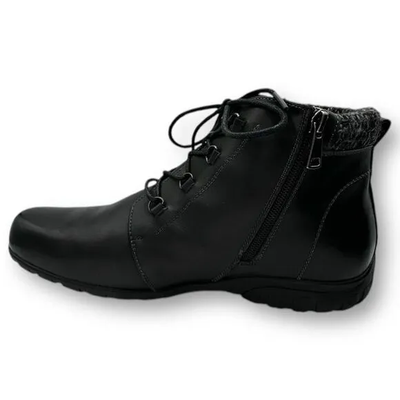 Propet Womens Delaney Zip Lace Up Leather Ankle Boots Black Size 11