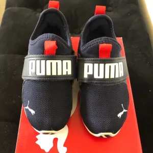 Puma Blue and Red Sneakers with Slip-On Design and Elastic Strap