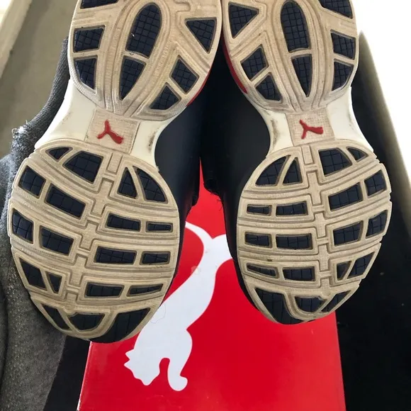 Puma Blue and Red Sneakers with Slip-On Design and Elastic Strap