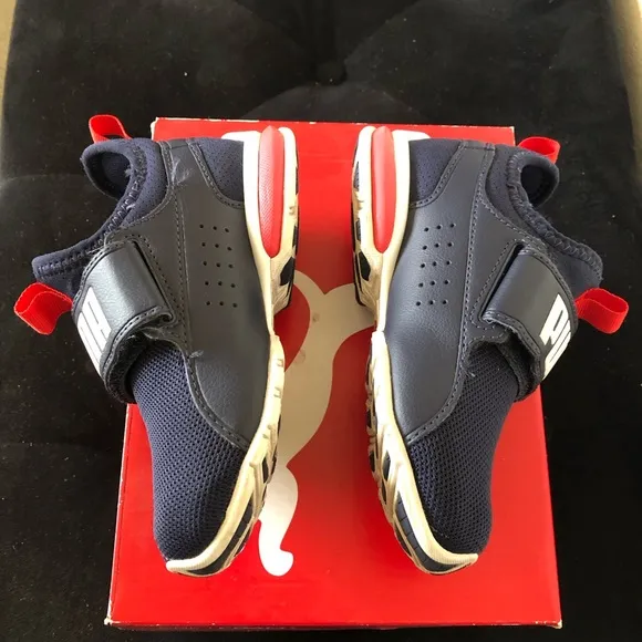 Puma Blue and Red Sneakers with Slip-On Design and Elastic Strap