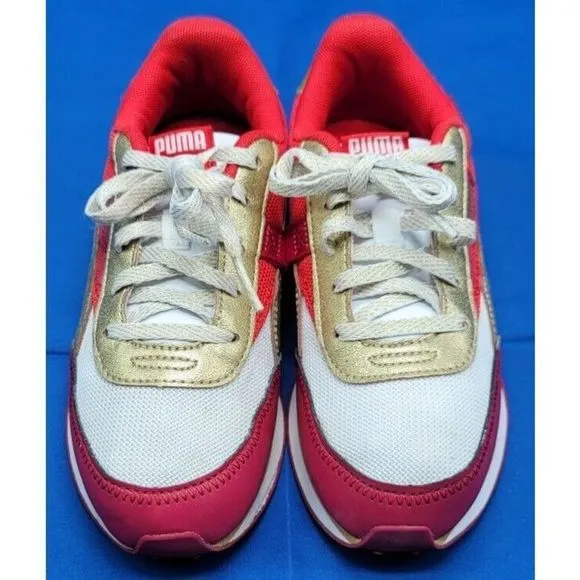 PUMA Kids Future Rider Glitz Sneakers White Red Gold Size‎ Kids 3C Shoes