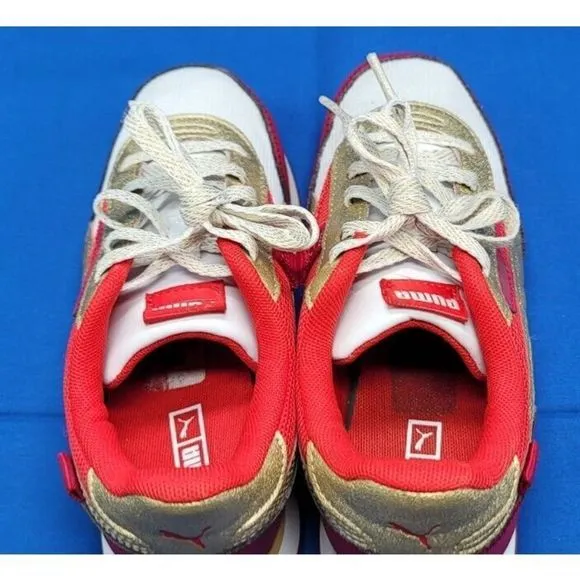 PUMA Kids Future Rider Glitz Sneakers White Red Gold Size‎ Kids 3C Shoes