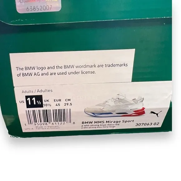 Puma Men's Size 11.5 BMW Mirage Sport Lace Up Sneakers White 307063-02