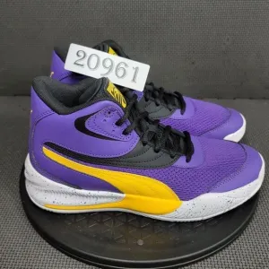 Puma Triple Mid Splatter Basketball Shoes Youth Sz 6.5 Purple Trainers Sneakers