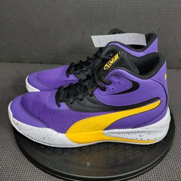 Puma Triple Mid Splatter Basketball Shoes Youth Sz 6.5 Purple Trainers Sneakers