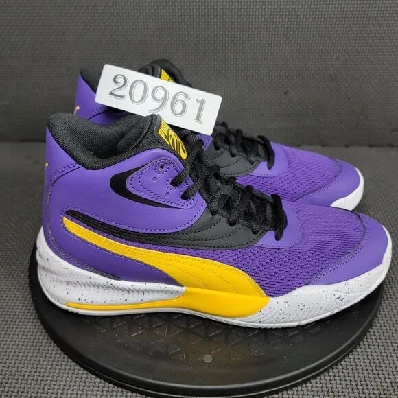 Puma Triple Mid Splatter Basketball Shoes Youth Sz 6.5 Purple Trainers Sneakers