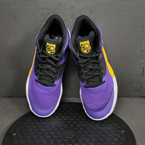 Puma Triple Mid Splatter Basketball Shoes Youth Sz 6.5 Purple Trainers Sneakers