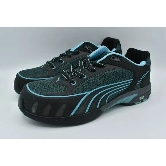 Puma Womens Size 7 Fuse Motion SD Low Black Blue Steel Toe Safety Shoes