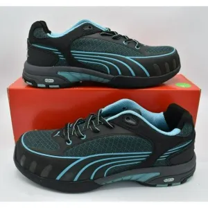 Puma Womens Size 7 Fuse Motion SD Low Black Blue Steel Toe Safety Shoes