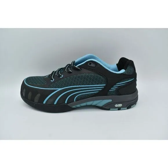 Puma Womens Size 7 Fuse Motion SD Low Black Blue Steel Toe Safety Shoes