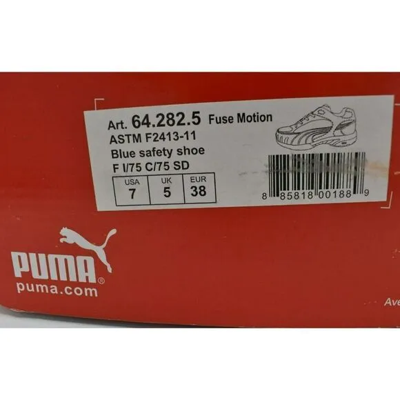 Puma Womens Size 7 Fuse Motion SD Low Black Blue Steel Toe Safety Shoes