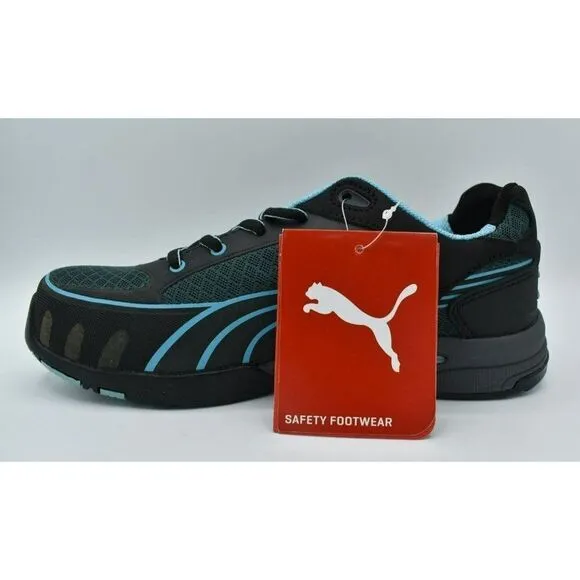 Puma Womens Size 7 Fuse Motion SD Low Black Blue Steel Toe Safety Shoes