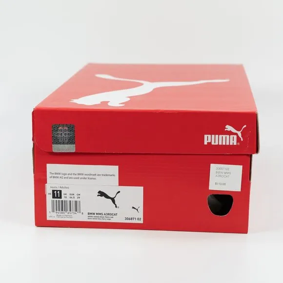 Puma x BMW MMS A3ROCAT 'White' 306871-02 Leather Racing Sneakers size 9 - 14