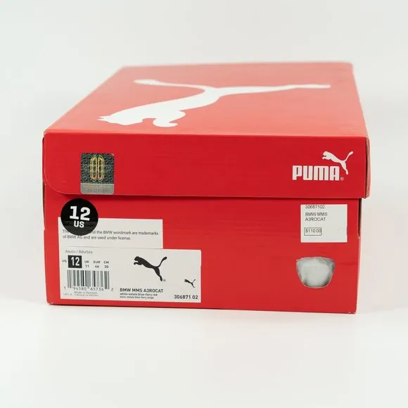 Puma x BMW MMS A3ROCAT 'White' 306871-02 Leather Racing Sneakers size 9 - 14